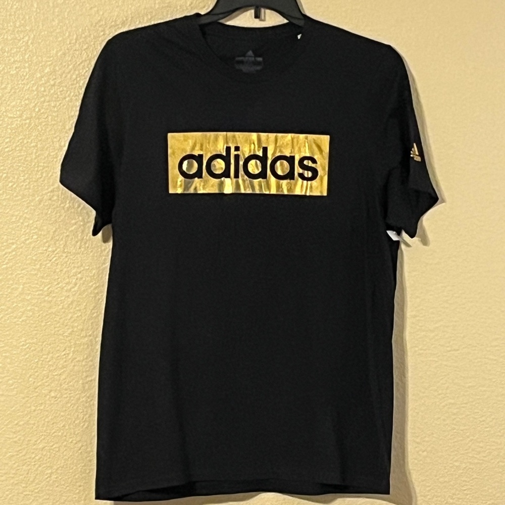 Adidas Men's L Black w/ Gold Logo Accents Short Sleeve Amplifier Tee